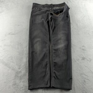 HUGO BOSS Jeans Mens 36x31 Black Faded Straight Wide Stretch Workwear Denim